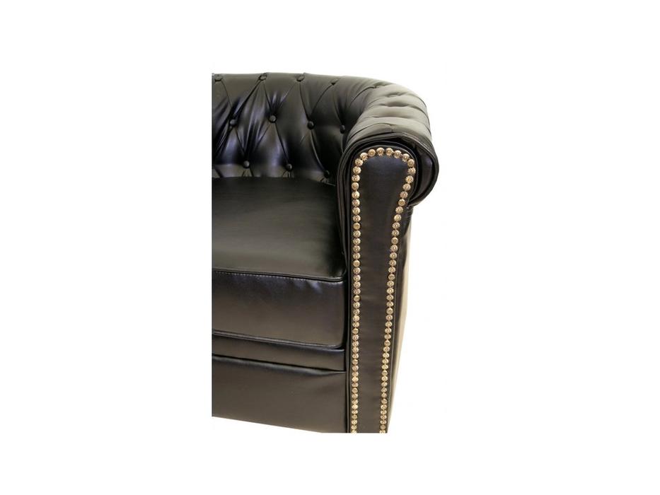 диван 3 местный кожаный Karo Interior  [5KS24029-3-B] черный