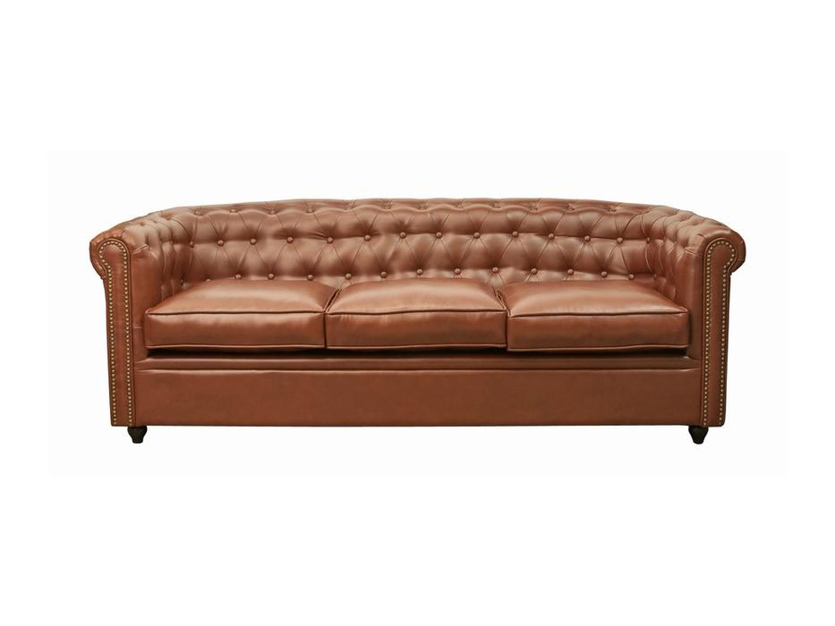 диван 3 местный кожаный Karo Interior  [5KS24029-3-BR] коричневый