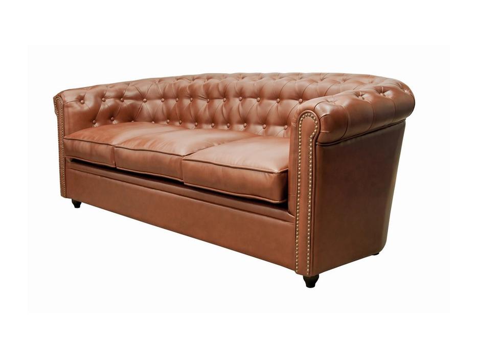 диван 3 местный кожаный Karo Interior  [5KS24029-3-BR] коричневый