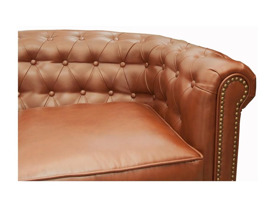 диван 3 местный кожаный Karo Interior  [5KS24029-3-BR] коричневый