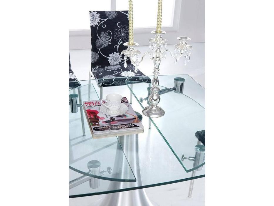 стол обеденный раскладной  стекло Comedor ESF  [T017] хром