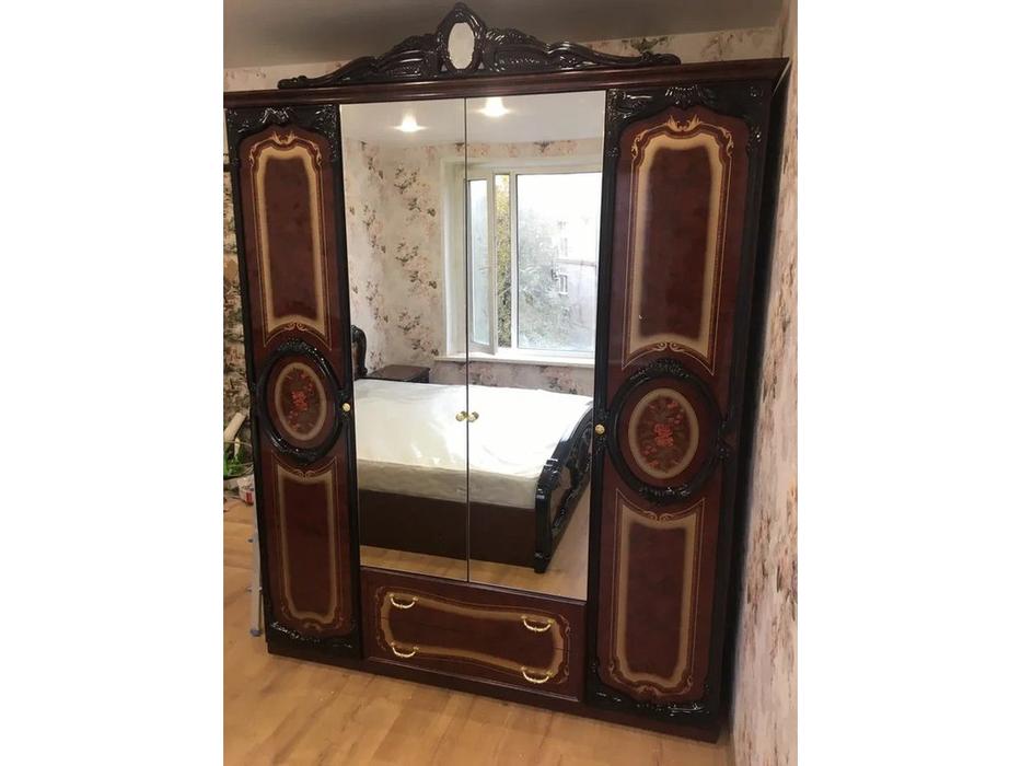 шкаф 4-х дверный с зеркалами Роза Dia  могано