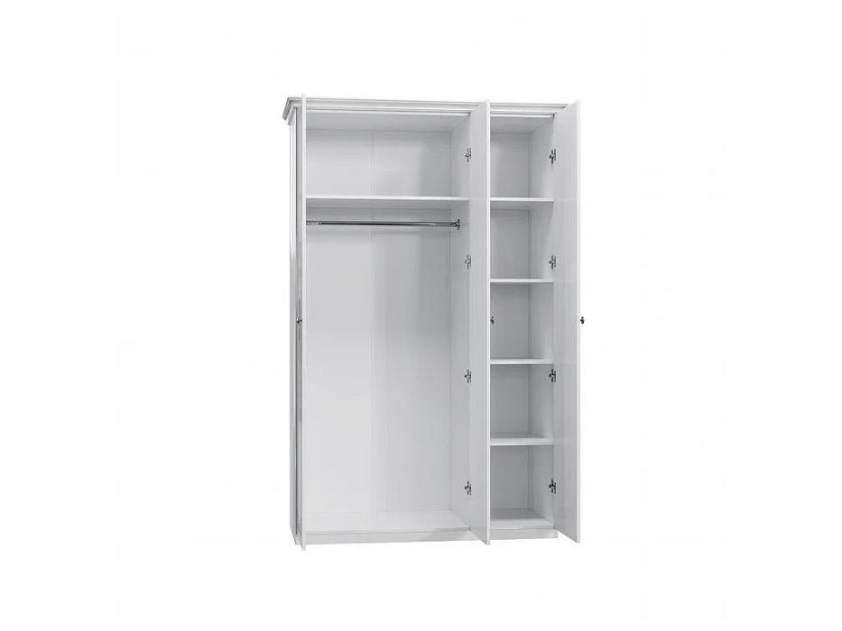шкаф 3-х дверный дверный с зеркалом Грация Dia  белый, серебро