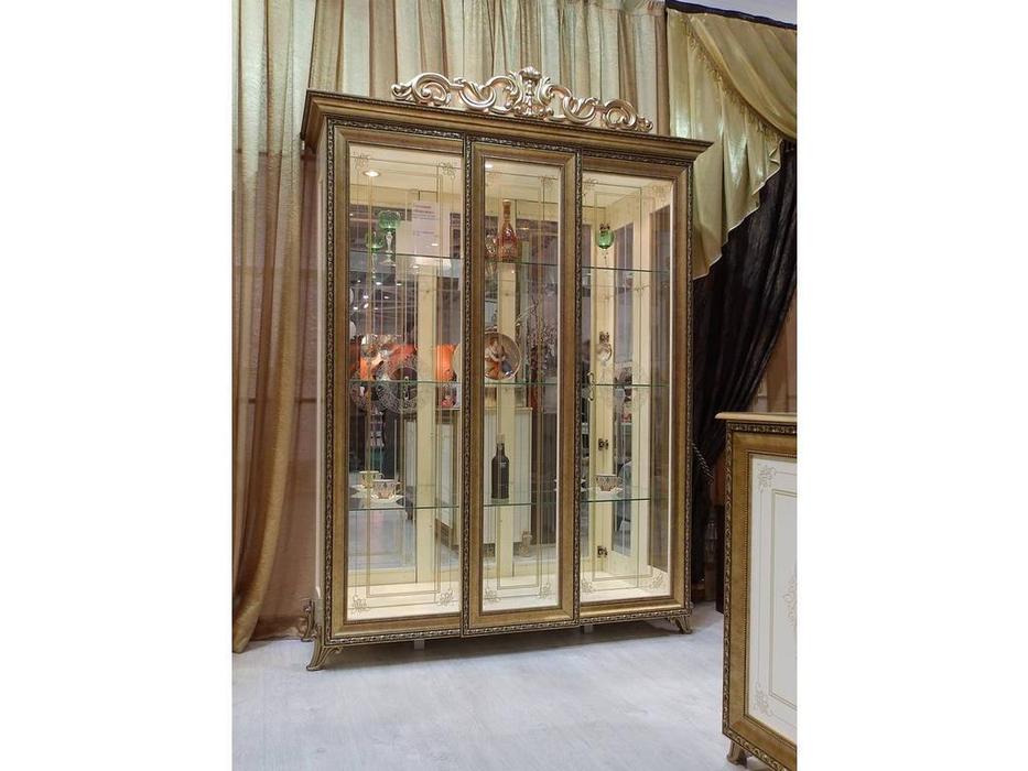 витрина 3-х дверная  Версаль Мэри  [ГВ-04] слоновая кость