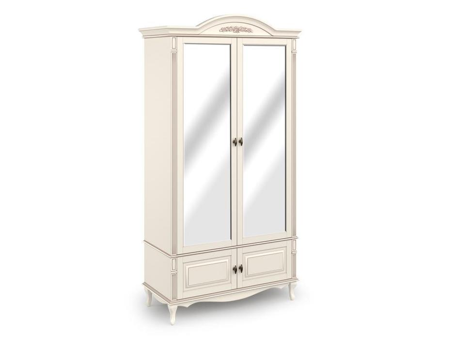 шкаф 2 дверный с зеркалом Прованс Arco  [А-18/1301/600-З] белый, патина