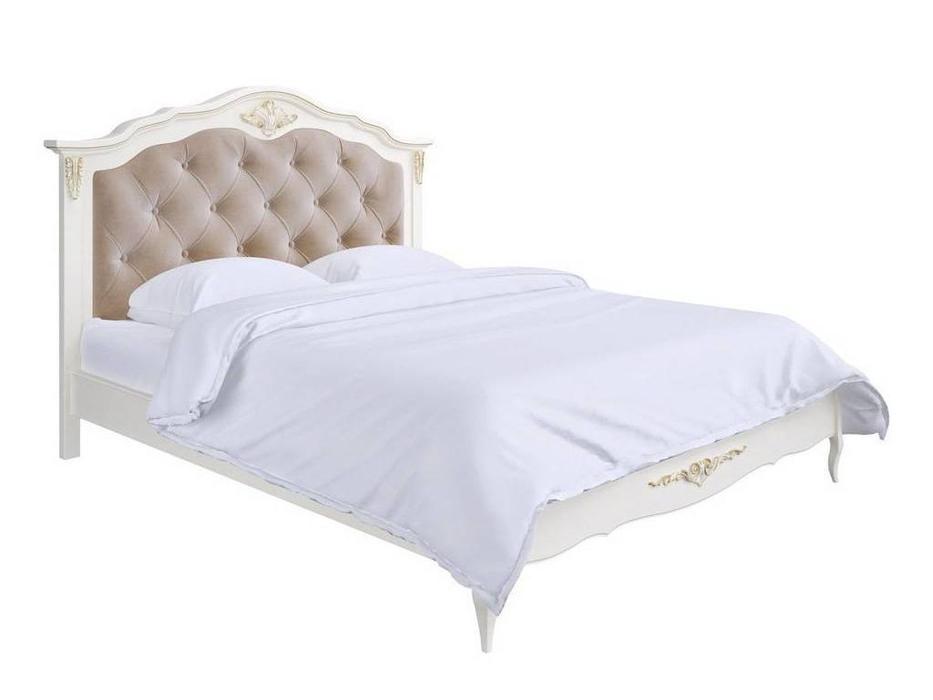 кровать двуспальная 160х200 с мягким изголовьем Romantic Gold LAtelier Du Meuble  [R316g] слоновая к