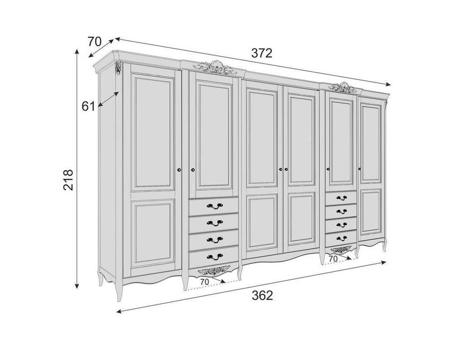 шкаф 6 дверный  Atelier Home Latelier Du Meuble  [APs626E-K04-S] серо-бежевый, серебро