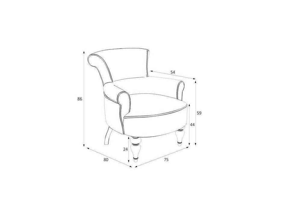 кресло  Перфетто LAtelier Du Meuble  [M11-B-0410] серый арнамент, черный