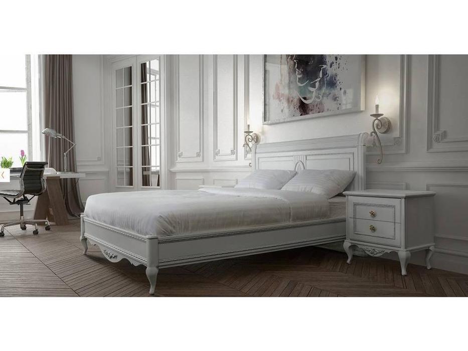 кровать двуспальная  Неаполь Timber  [T-460/BA] белый, серебро