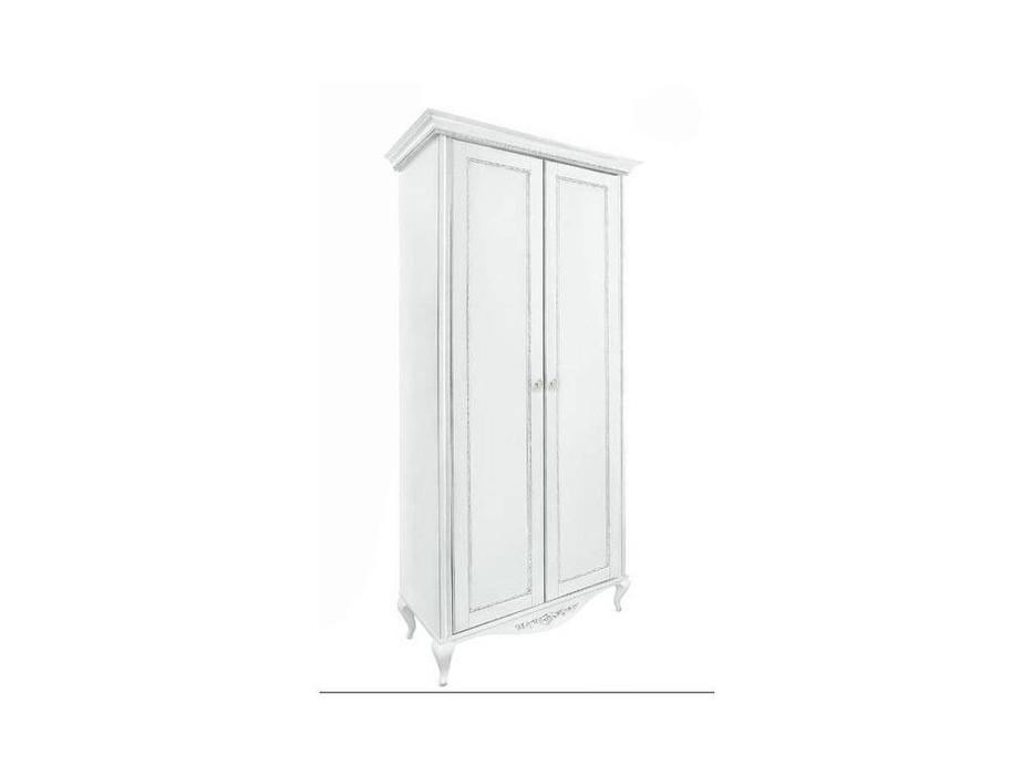 шкаф 2-х дверный  Неаполь Timber  [T-452/BA] белый, серебро