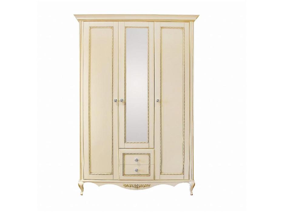 шкаф 3-х дверный  Неаполь Timber  [T-453/VO] ваниль, золото