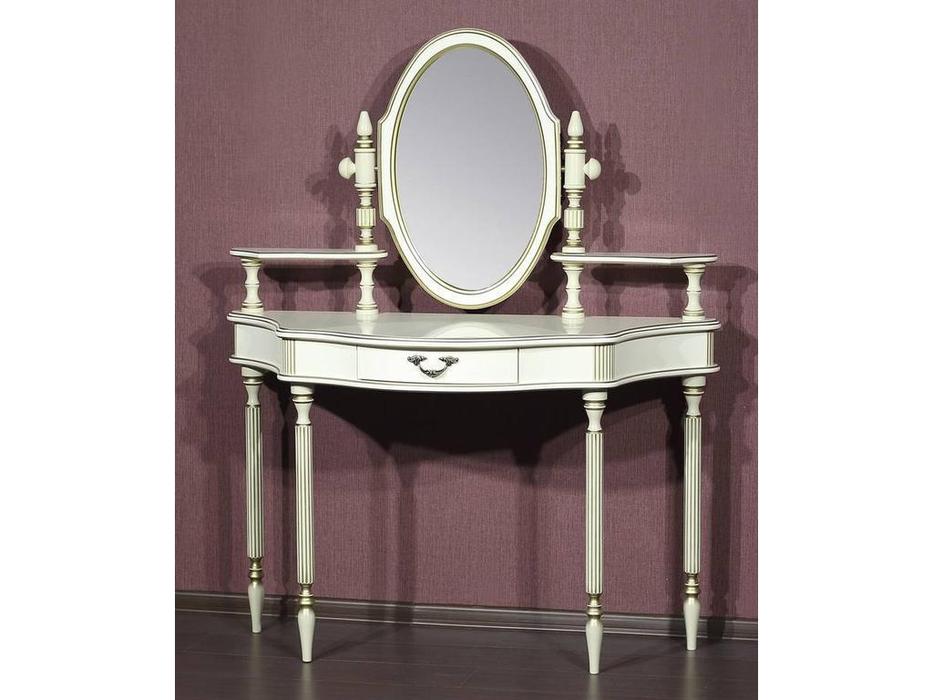стол туалетный с зеркалом Палермо Юта  [Палермо 61] белый, патина
