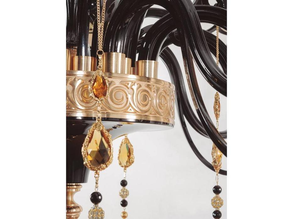 люстра подвесная 15х40W-E14 Dubai: Jago [NCS 457 NERO/ORO] (золто, черный)