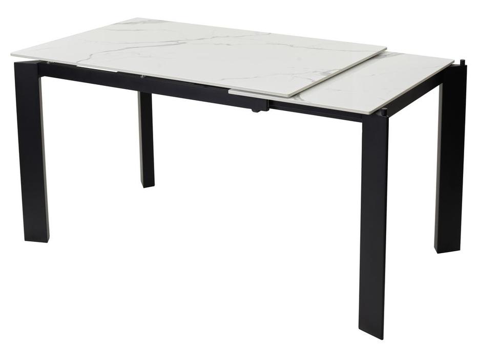 стол обеденный раскладной Corner Megapolis  [614M03985] светлый мрамор, черный