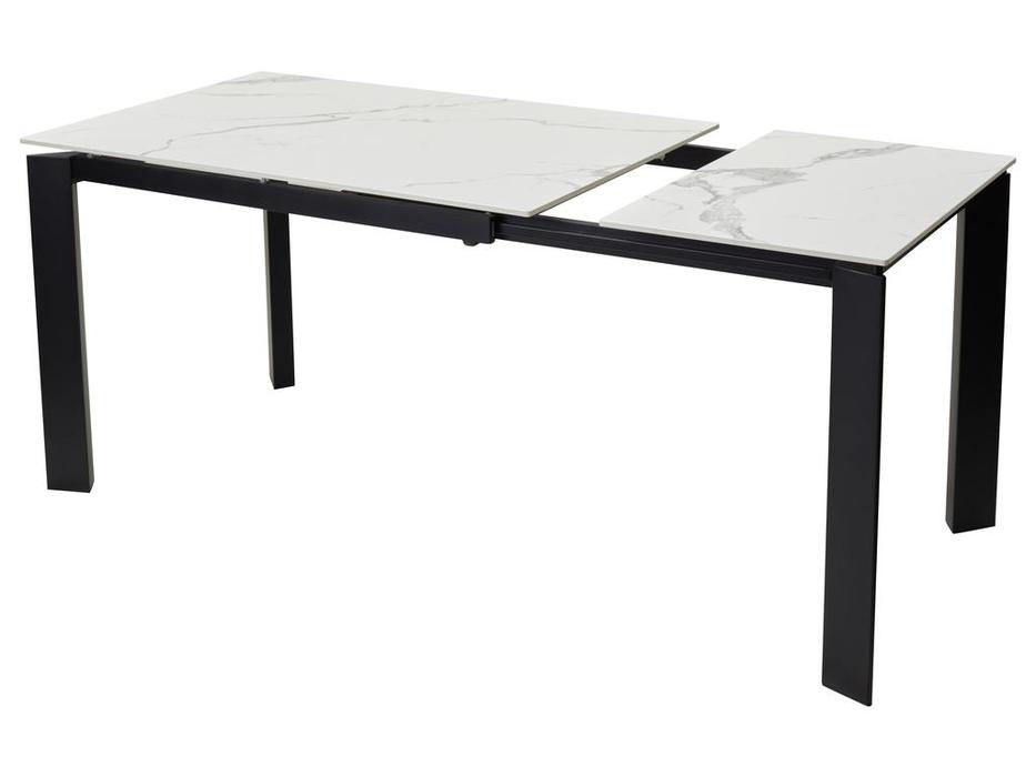 стол обеденный раскладной Corner Megapolis  [614M03985] светлый мрамор, черный