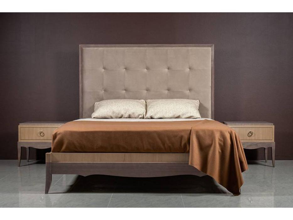 кровать двуспальная 160х200 с мягким изголовьем Монте-Карло RFS  [G2161/ME/NG] дуб медовый, серо кор