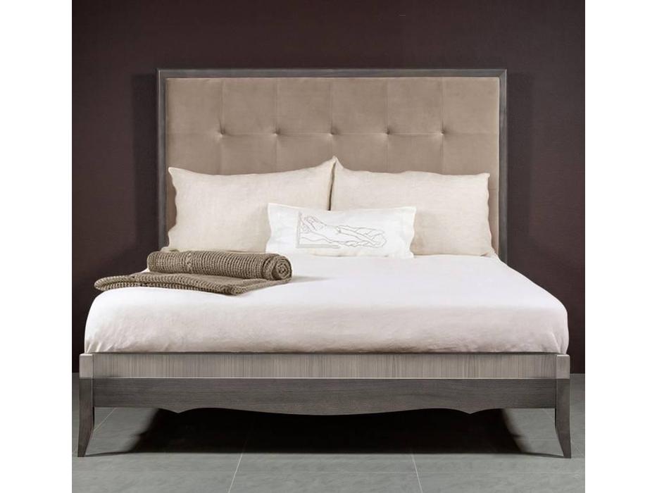 кровать двуспальная 160х200 с мягким изголовьем Монте-Карло RFS  [G2161/ME/NG] дуб дымчатый,пепельны