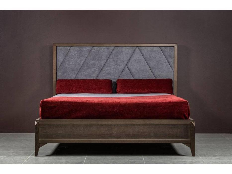 кровать двуспальная 160х200 с мягким изголовьем Барселона RFS  [B4160/ME/NG] дуб медовый, серокоричн