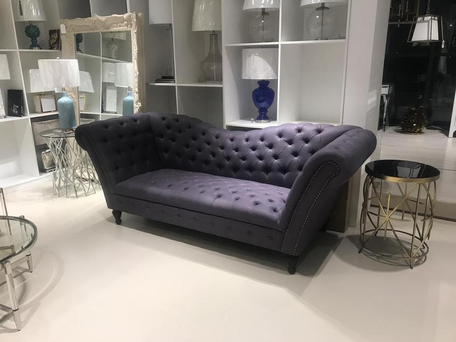 диван 3 местный не раскладной Рекамье Hermitage  [S1027 navy linen] синий