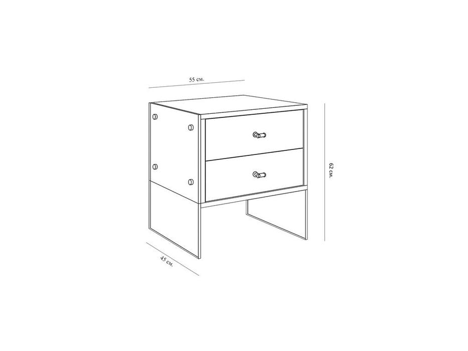 тумба прикроватная с ящиками Берк Hermitage  [LHFBT11SS/DPO] серый