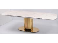 стол обеденный раскладной Моника Linhai Lanzhu  [MC3034-160Wcasa] белая керамика, золото