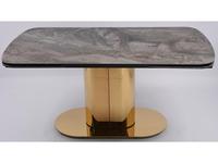 стол обеденный раскладной Моника Linhai Lanzhu  [MC3034-160Gcasa] серый мрамор, золото