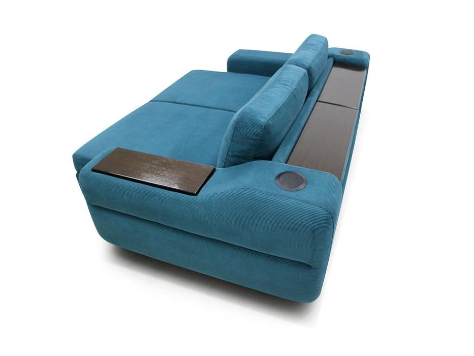 диван 3 местный раскладной с накладкой и баром Марко SofTime  синий
