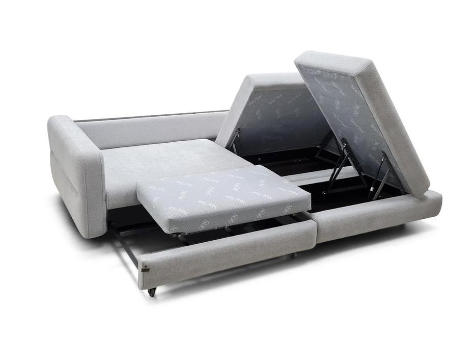 диван угловой с пуфом, узкие подлокотники Марко SofTime  серый