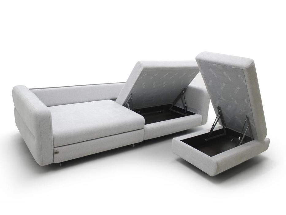 диван угловой с пуфом, узкие подлокотники Марко SofTime  серый