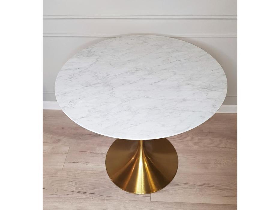 стол обеденный  Tulip Marble Brass STG  [1133] белый, золото