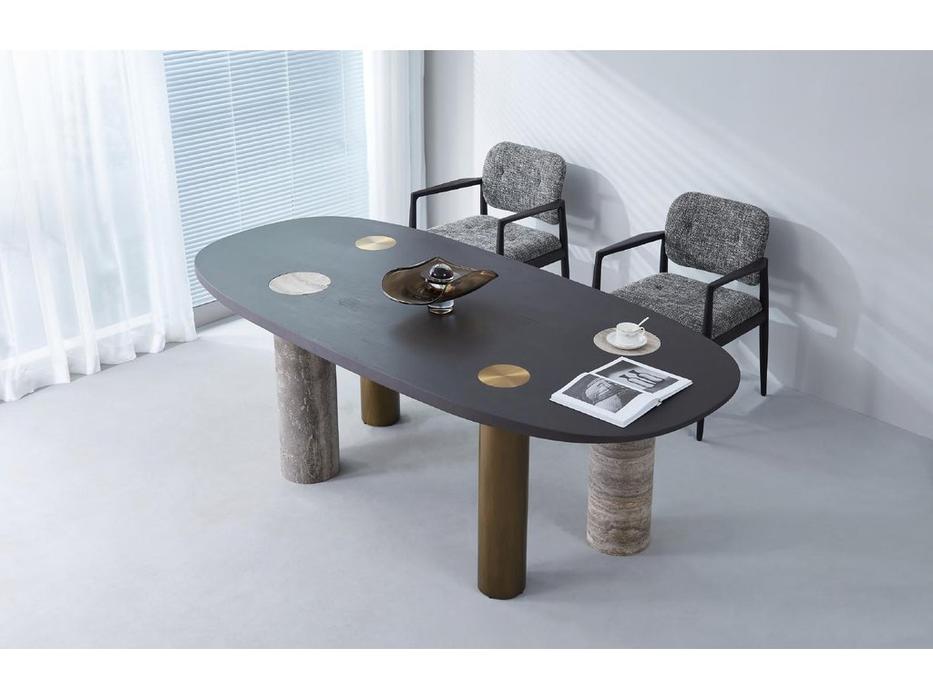 стол обеденный  Enne Oval Marble STG  [9712] темно серый