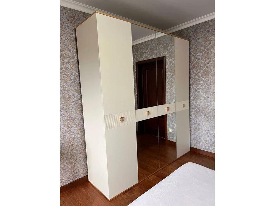 шкаф 4-х дверный 4 дв Глория МастМур  белый с золотом