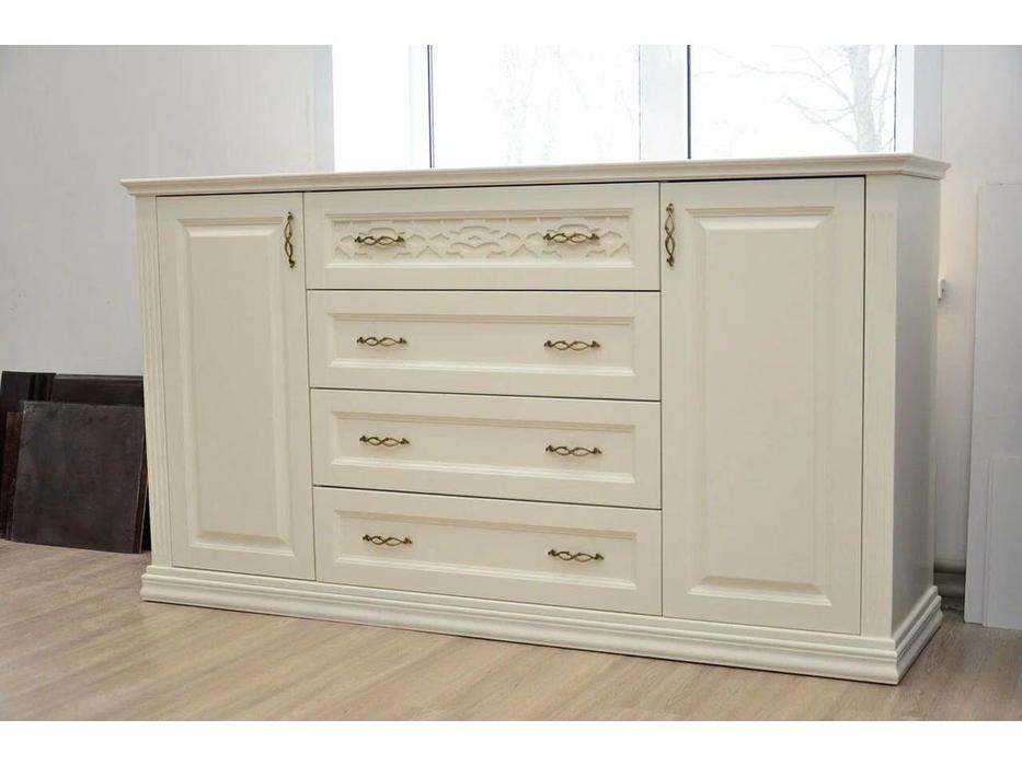 комод 4 ящика 2 дверцы Верона МастМур  ваниль