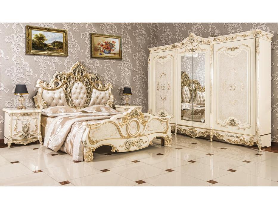 спальня барокко с 6 дв шкафом Императрица Эд Эль  платина, слоновая кость