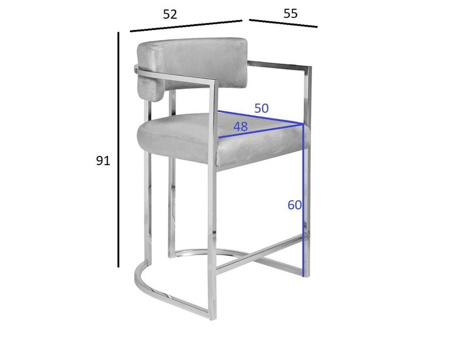 стул барный со спинкой GD Garda Decor  [76AR-60337] серый