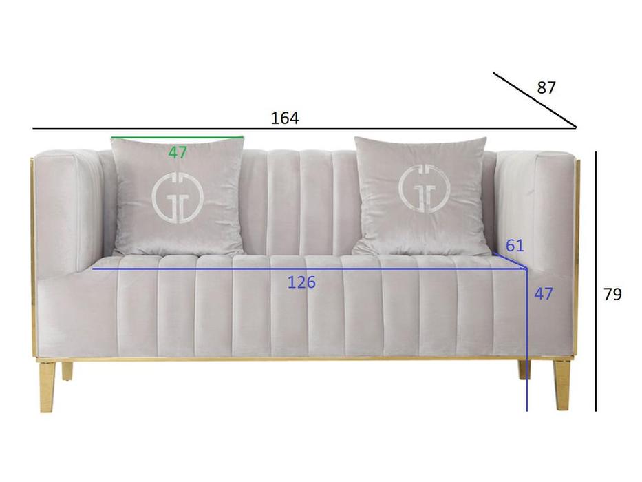 диван 2 местный Basel: Garda Decor [102AN-DIV-8682-SER] (серый)