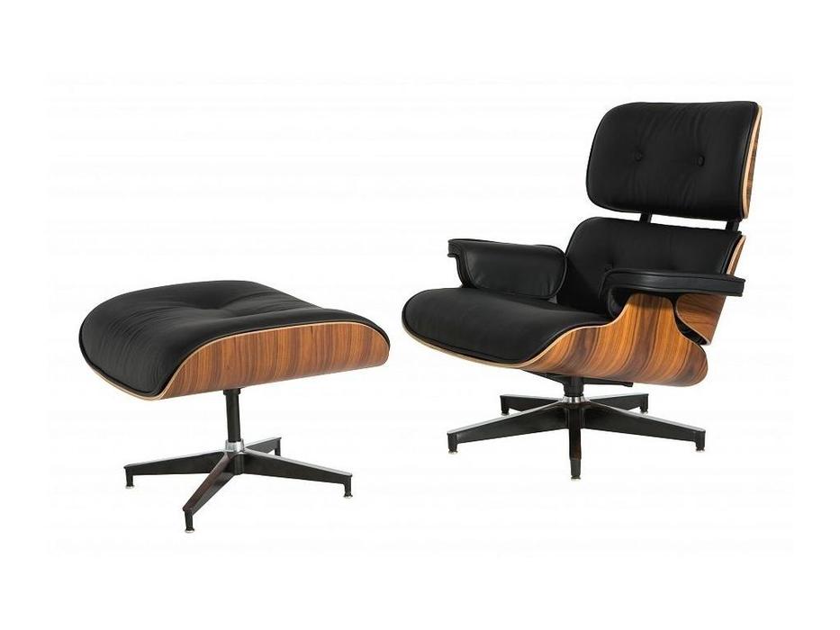 кресло с оттоманкой Eames Lounge STG  [9153] чёрный