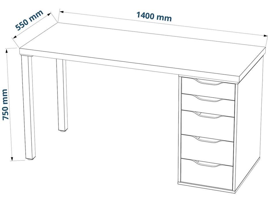 стол письменный с ящиками Ингар SweSt  [S00456] белый